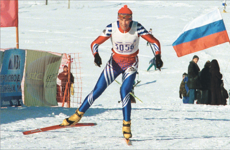 Андрей Нутрихин во время соревнований в подмосковной Яхроме на дистанции 10 километров, 2001 г.
